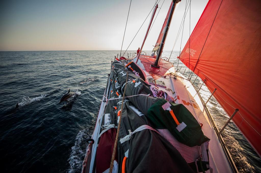 Leg Zero, Prologue, Tuesday Oct. 10  Position Report on-board MAPFRE. Photo by Jen Edney/Volvo Ocean Race. 10 October, 2017 © Volvo Ocean Race http://www.volvooceanrace.com